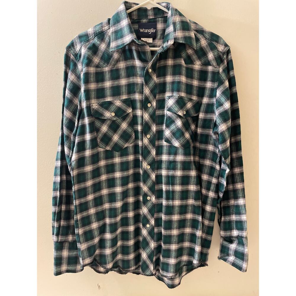 Wrangler Mens Size Medium‎ Long Sleeve Button Down Plaid Flannel Shirt